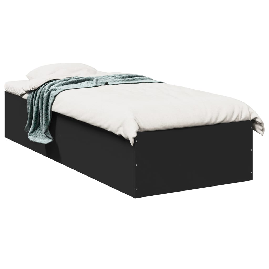 Bed Frame without Mattress Length 190 cm Height 35 cm Black 90 cm