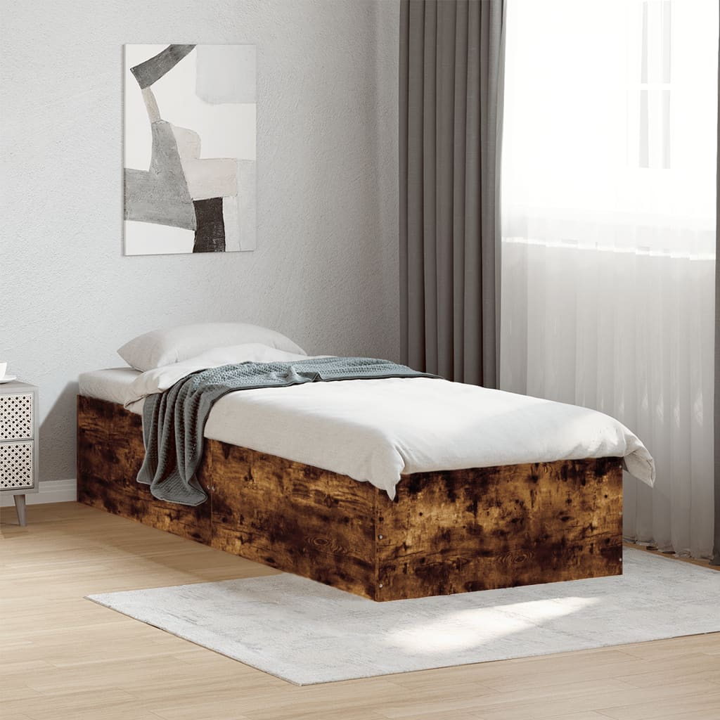 Bed Frame without Mattress Length 190 cm Height 35 cm Smoked oak 90 cm