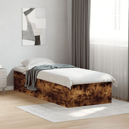 Bed Frame without Mattress Length 190 cm Height 35 cm Smoked oak 90 cm