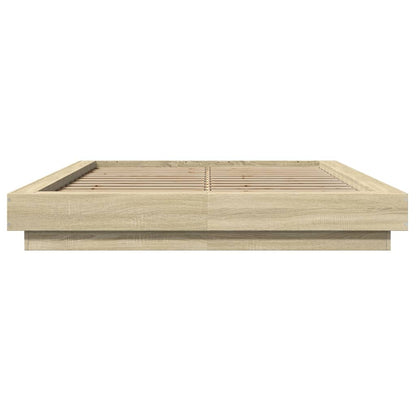 Bed Frame with LED Lights without Mattress 140x190cm Sonoma oak