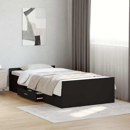 Bed Frame with Drawers without Mattress Length 190 cm Black 75 cm