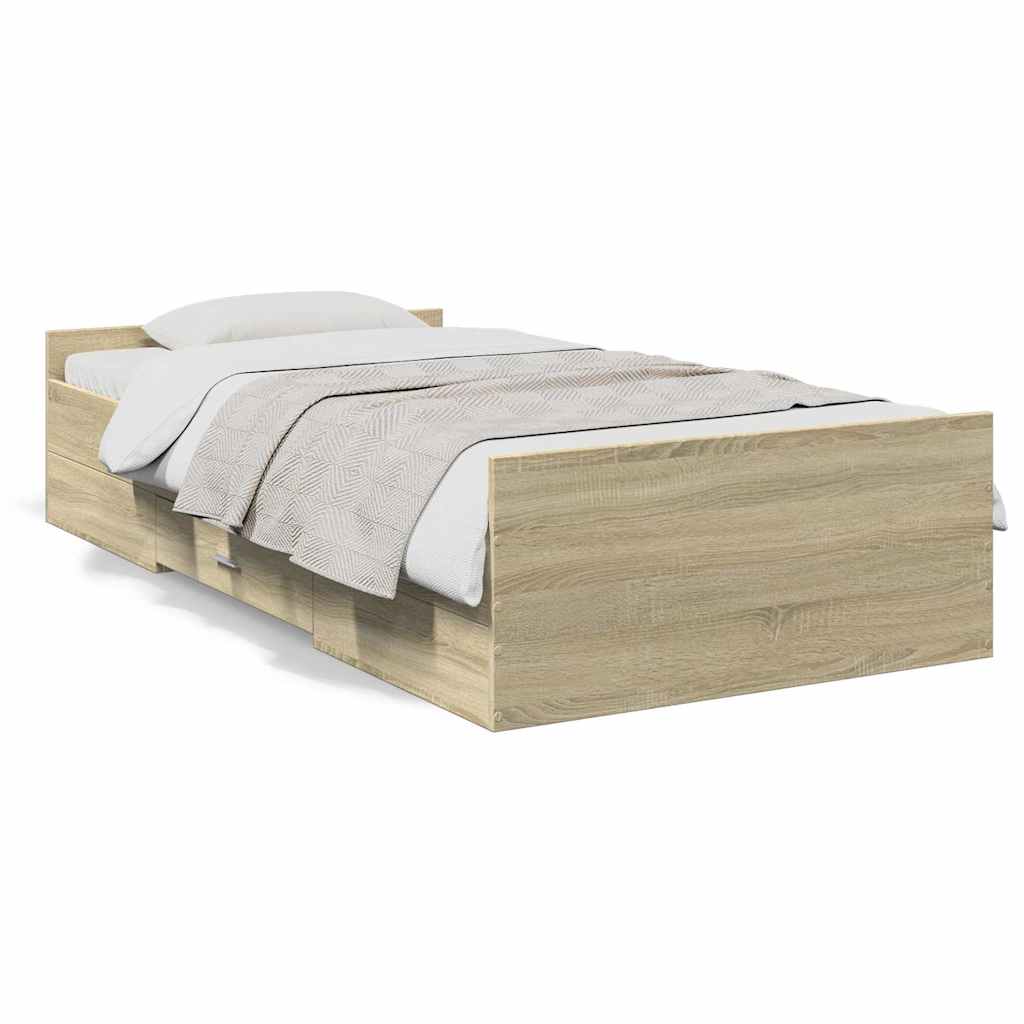Bed Frame with Drawers without Mattress Length 190 cm Sonoma oak 75 cm