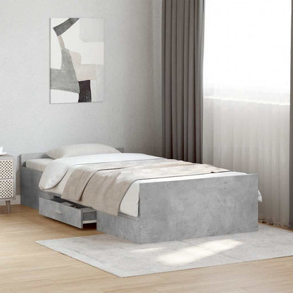 Bed Frame with Drawers without Mattress Length 190 cm Concrete grey 75 cm