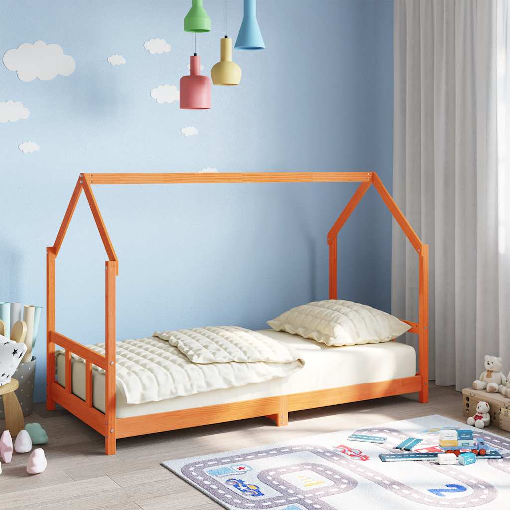 Kids Bed Frame Solid Wood Pine Wax brown 90 cm 190 cm