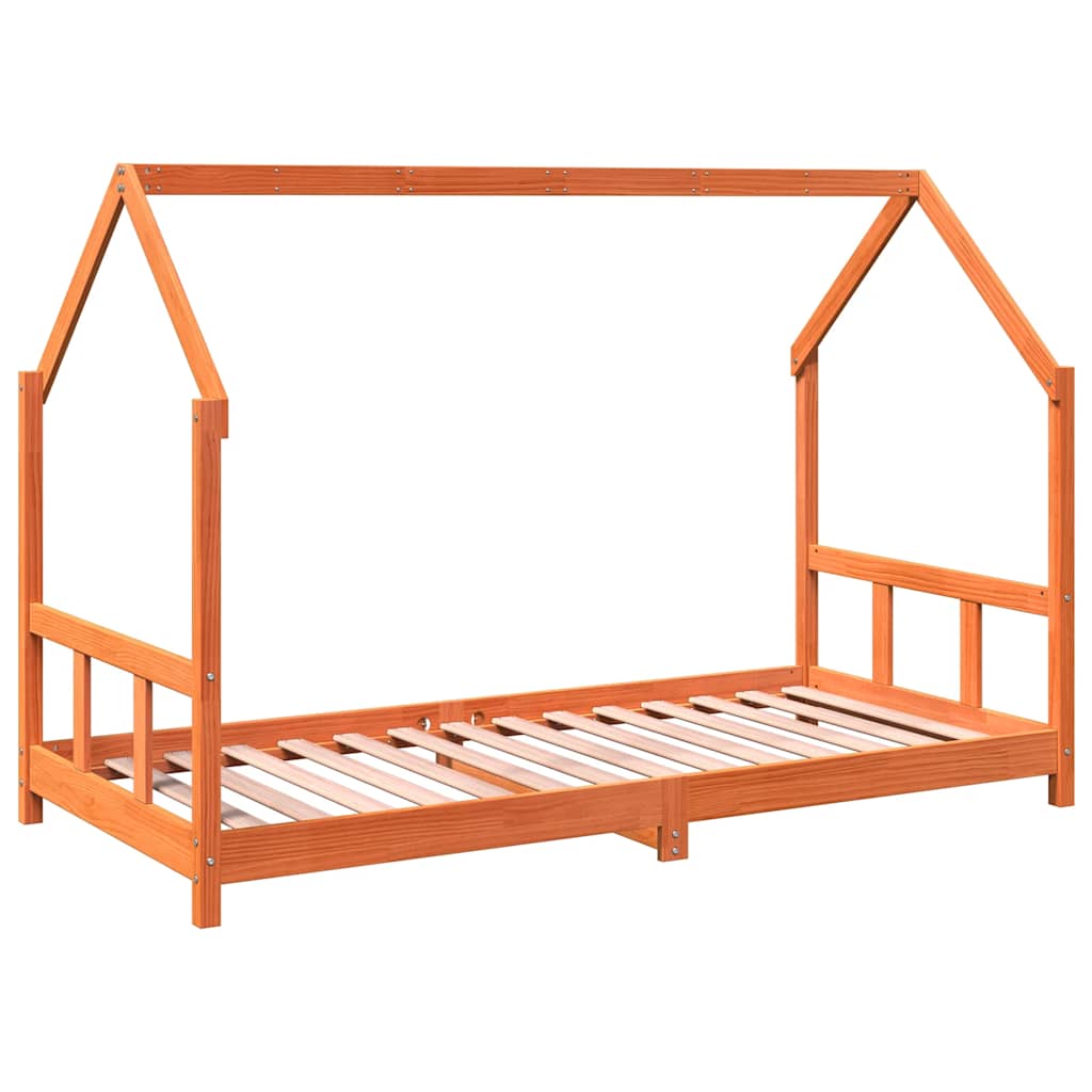 Kids Bed Frame Solid Wood Pine Wax brown 90 cm 190 cm