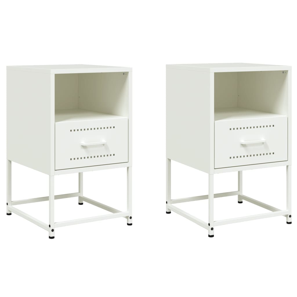 Bedside Cabinet 36x39x60,5 cm Steel White 2