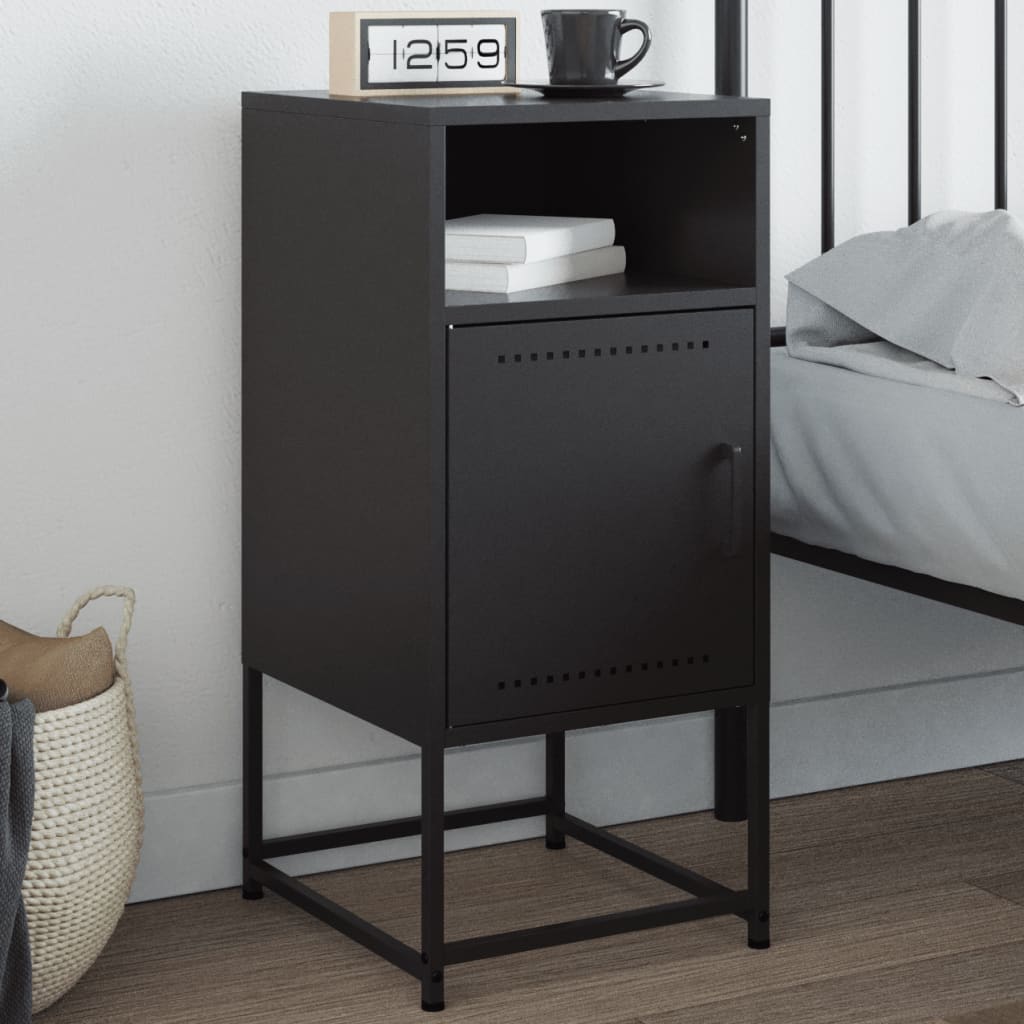 Bedside Cabinet 36x39x78 cm Steel Black 1
