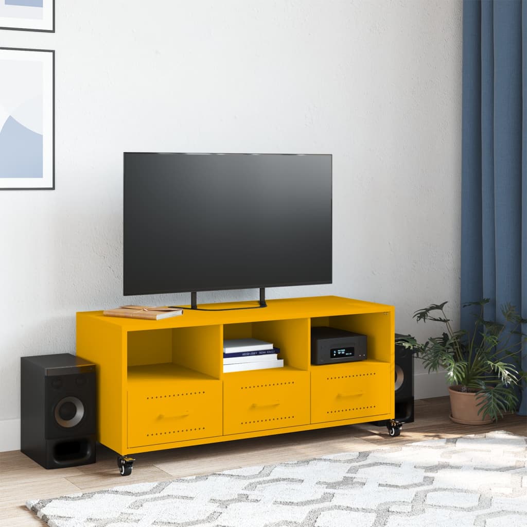 TV Cabinet 100,5x39x43,5 cm Steel Yellow