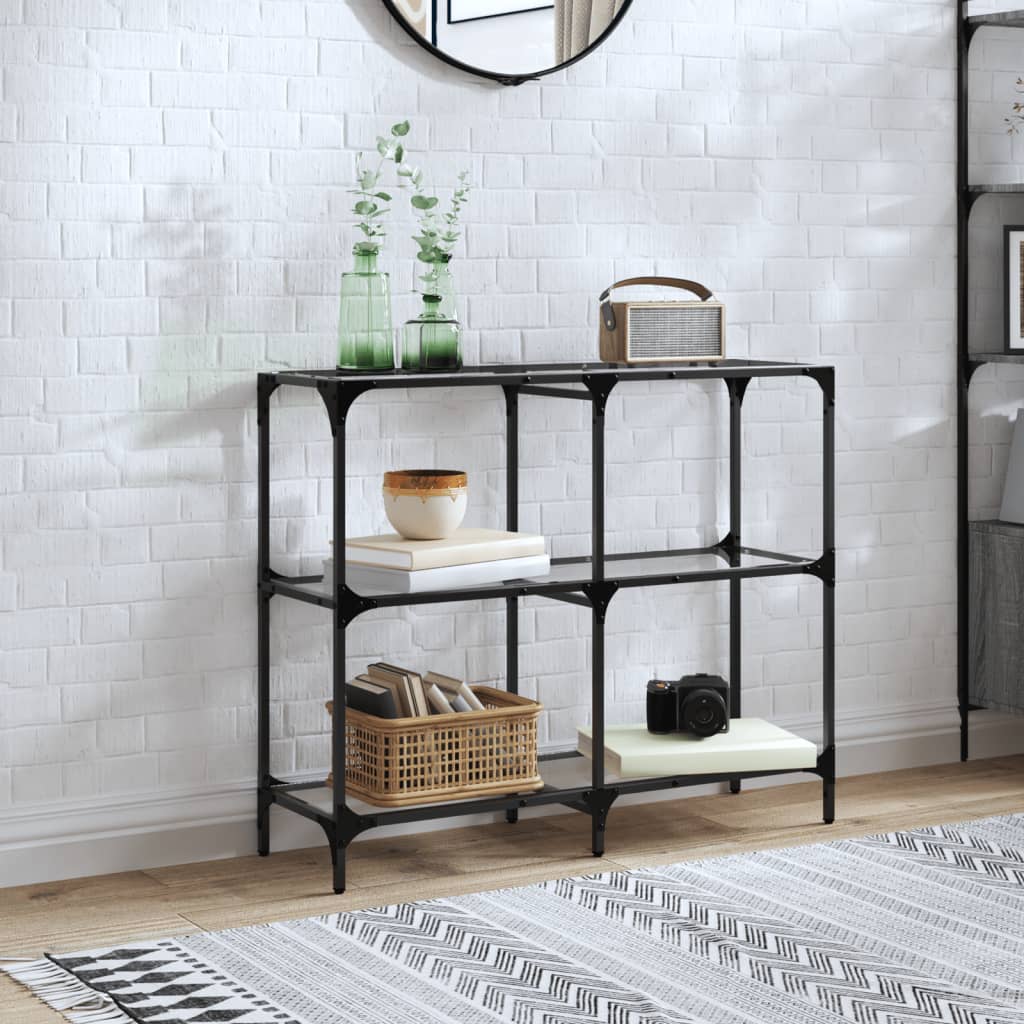 Console Table with Glass Top Steel Transparent 98 x 30 x 81 cm