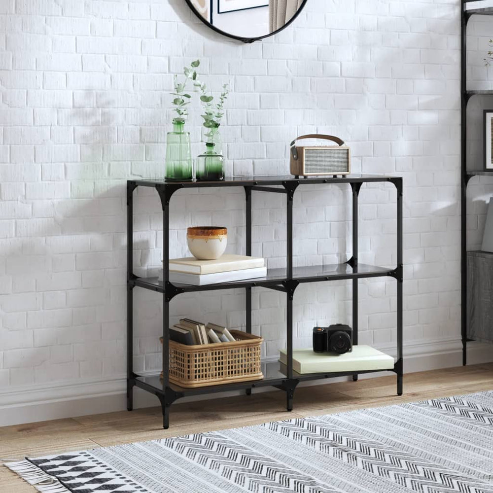 vidaXL Console Table with Glass Top Steel