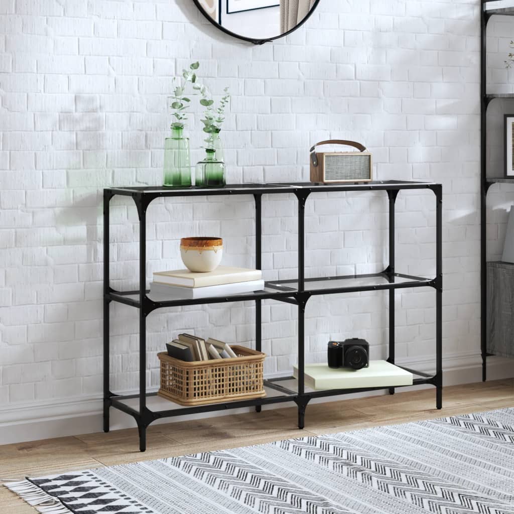 Console Table with Glass Top Steel Transparent 118.5 x 30 x 81 cm