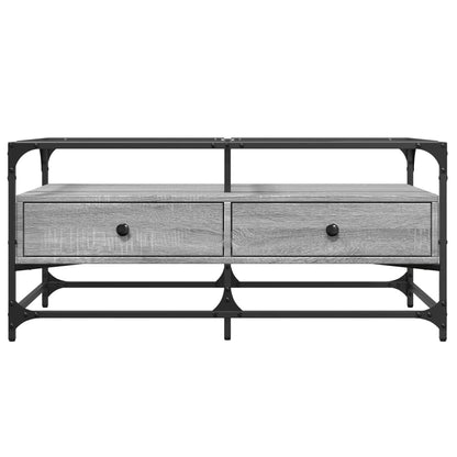 Coffee Table with Glass Top 98,5x50x45 cm Steel Grey sonoma