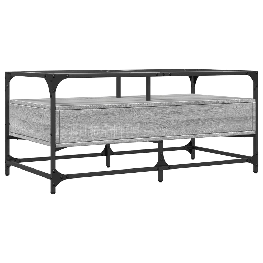 Coffee Table with Glass Top 98,5x50x45 cm Steel Grey sonoma