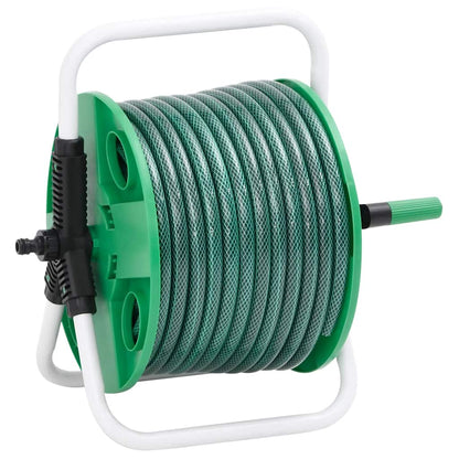 Free Standing Green Hose Reel with 20 m Hose PVC 30 m (0.5'') Hose with a connector & water flow adjustment 45 m