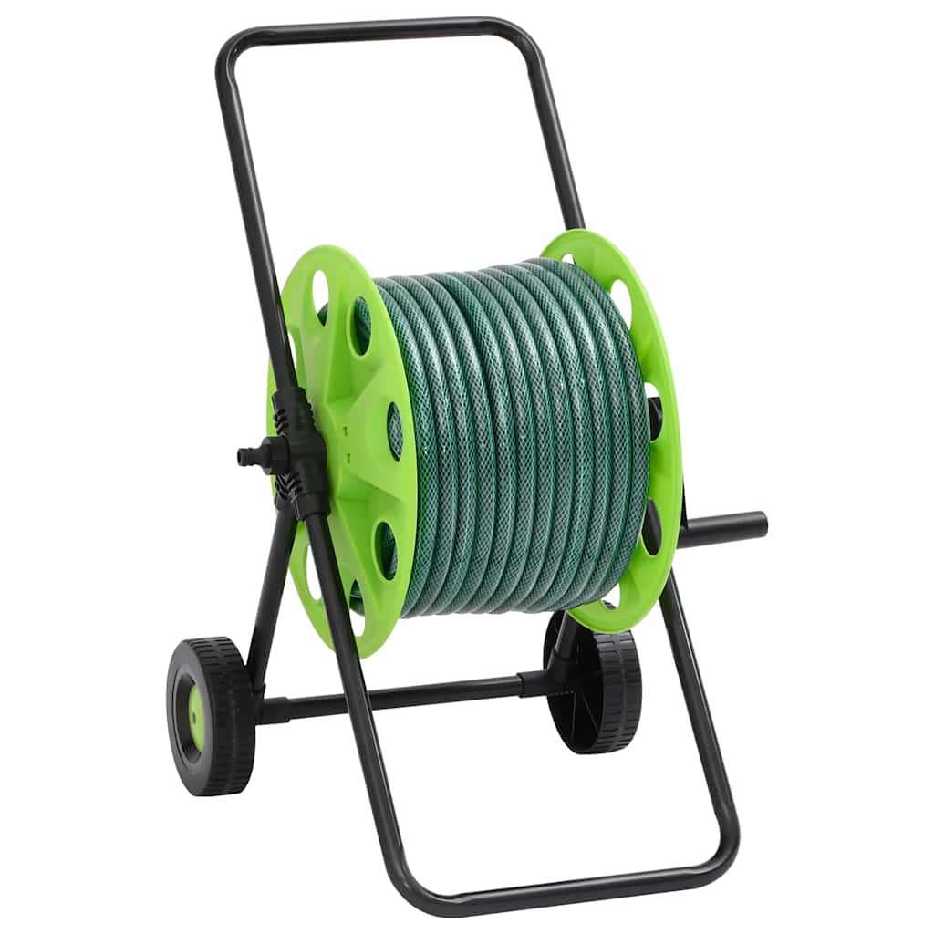Free Standing Green Hose Reel with 20 m Hose PVC 20 m (0.75'') Hose with a connector & water flow adjustment 60 m