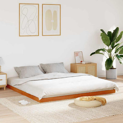 Bed Frame without Mattress Solid Wood Pine Length 200 cm Wax Brown 200 cm
