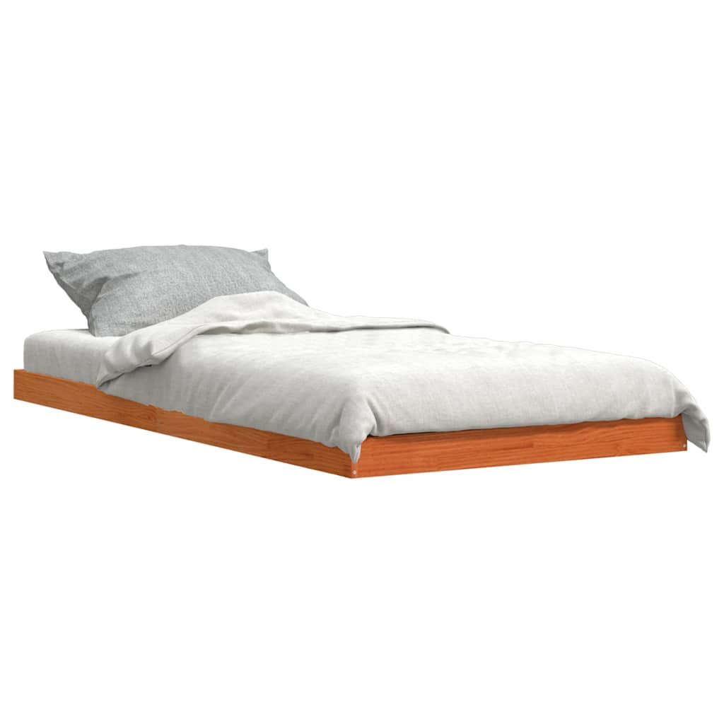 Bed Frame without Mattress Solid Wood Pine Length 200 cm Wax Brown 100 cm
