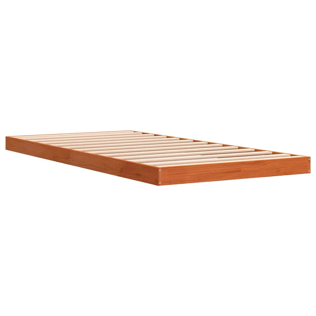 Bed Frame without Mattress Solid Wood Pine Length 200 cm Wax Brown 100 cm