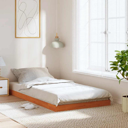 Bed Frame without Mattress Solid Wood Pine Length 200 cm Wax Brown 100 cm