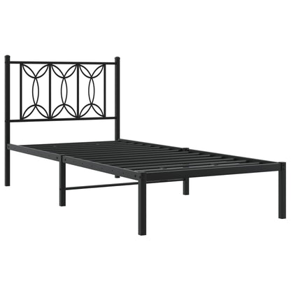 Metal Bed Frame without Mattress with Headboard Black 80 cm 200 cm