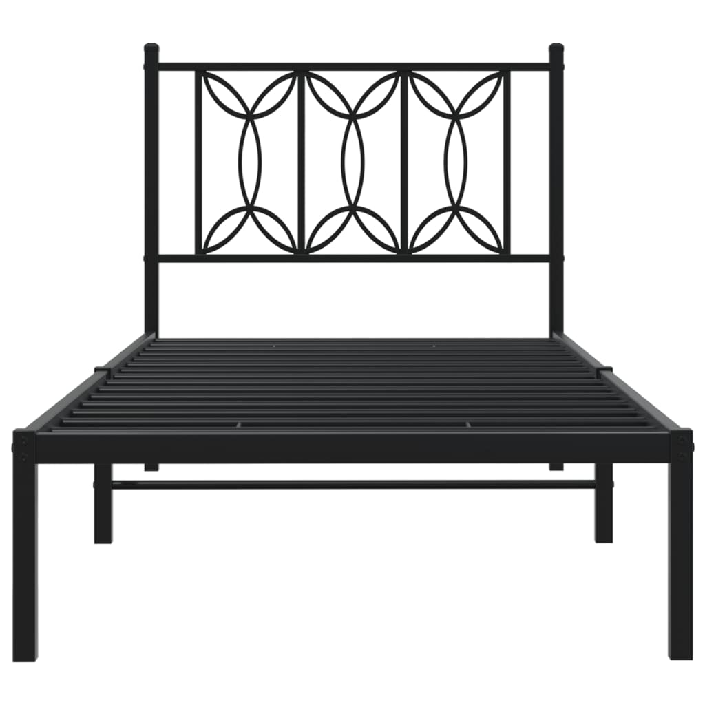 Metal Bed Frame without Mattress with Headboard Black 80 cm 200 cm