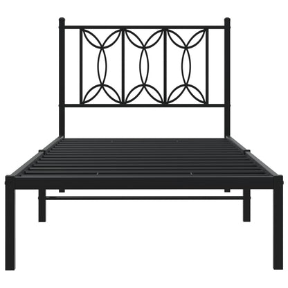 Metal Bed Frame without Mattress with Headboard Black 80 cm 200 cm