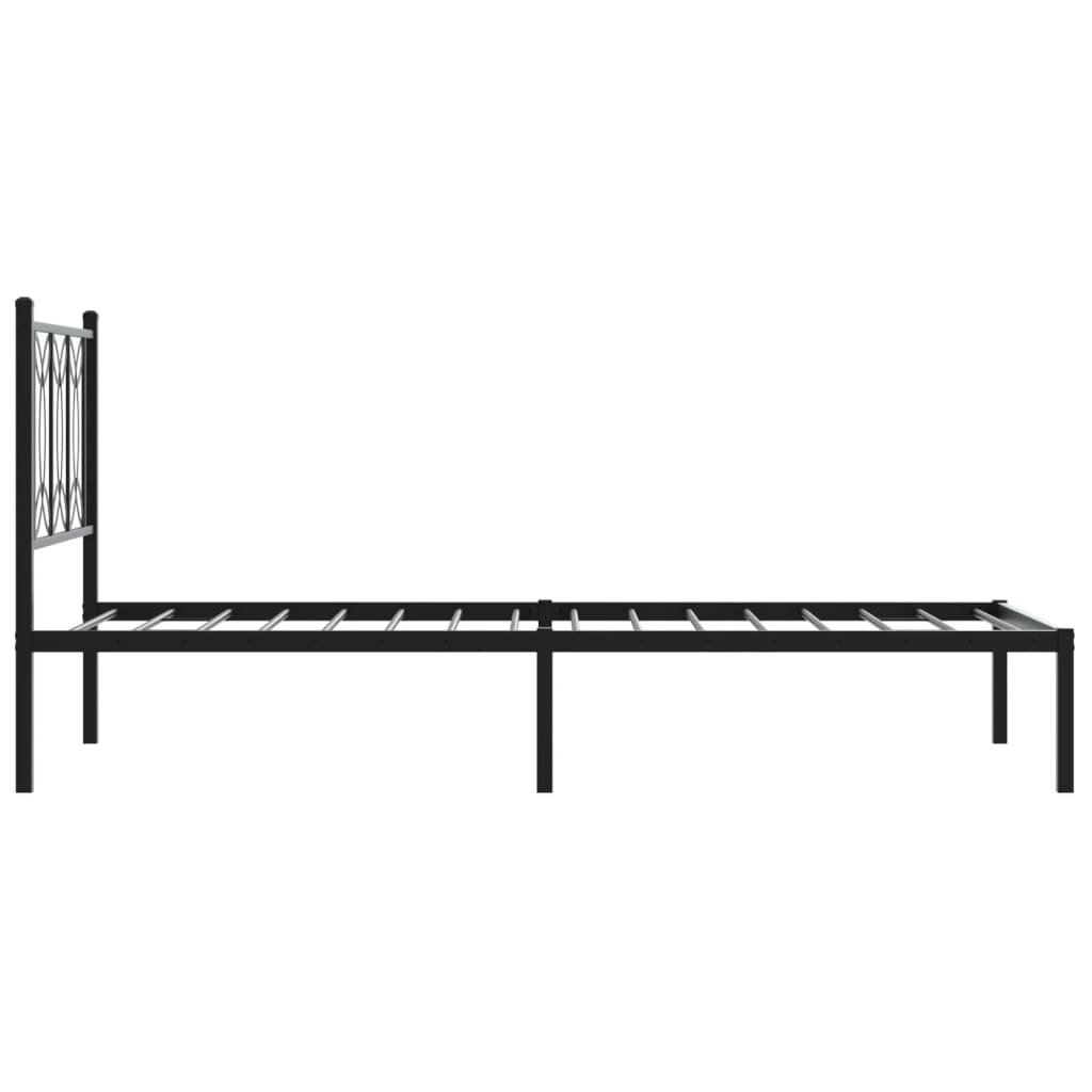 Metal Bed Frame without Mattress with Headboard Black 80 cm 200 cm