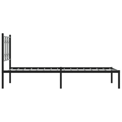 Metal Bed Frame without Mattress with Headboard Black 80 cm 200 cm