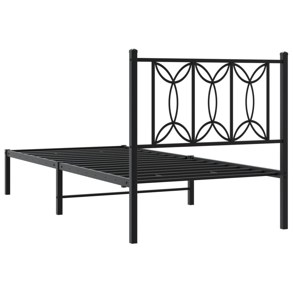Metal Bed Frame without Mattress with Headboard Black 80 cm 200 cm