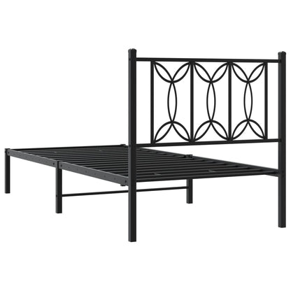Metal Bed Frame without Mattress with Headboard Black 80 cm 200 cm