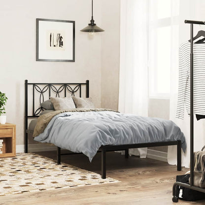 Metal Bed Frame without Mattress with Headboard Black 90 cm 200 cm
