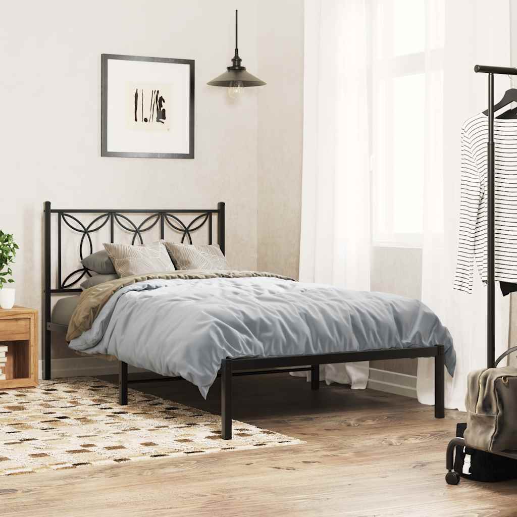 Metal Bed Frame without Mattress with Headboard Black 100 cm 200 cm