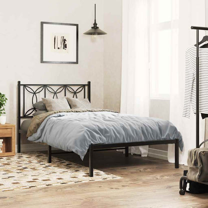 Metal Bed Frame without Mattress with Headboard Black 100 cm 200 cm