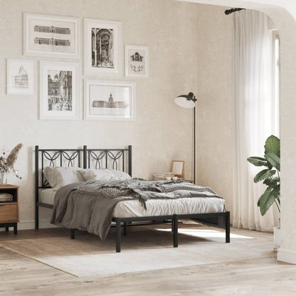 Metal Bed Frame without Mattress with Headboard Black 120 cm 190 cm