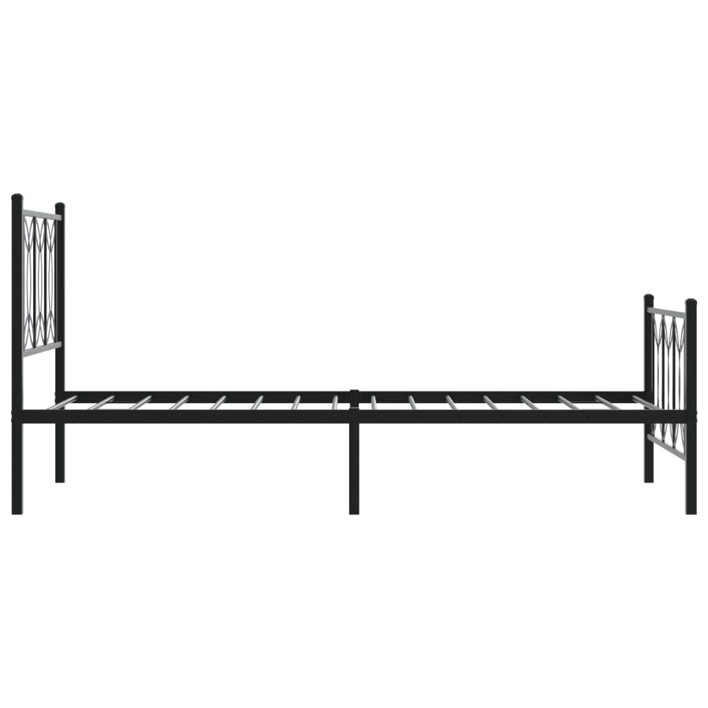 Metal Bed Frame without Mattress with Footboard with Headboard & Footboard Black 75 cm 190 cm