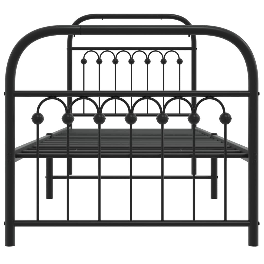 Metal Bed Frame without Mattress with Footboard with Headboard & Footboard Black 75 cm 190 cm