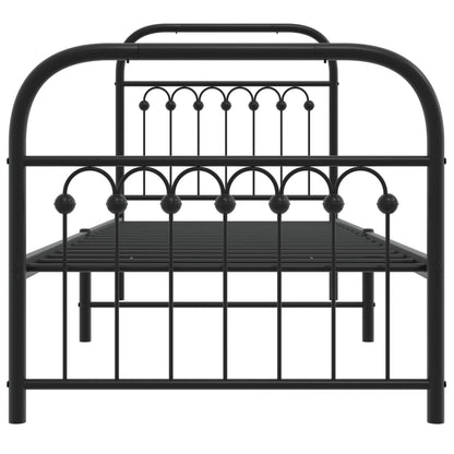 Metal Bed Frame without Mattress with Footboard with Headboard & Footboard Black 75 cm 190 cm