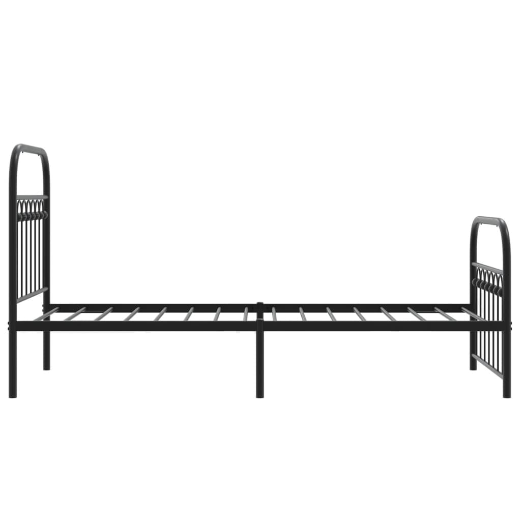 Metal Bed Frame without Mattress with Footboard with Headboard & Footboard Black 75 cm 190 cm