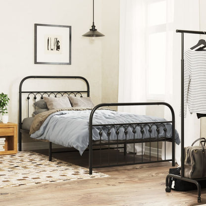 Metal Bed Frame without Mattress with Footboard with Headboard & Footboard Black 100 cm 190 cm