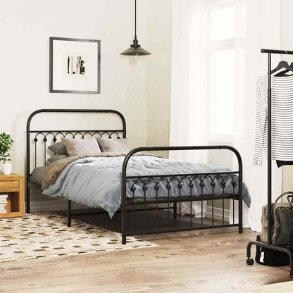 Metal Bed Frame without Mattress with Footboard with Headboard & Footboard Black 107 cm 203 cm