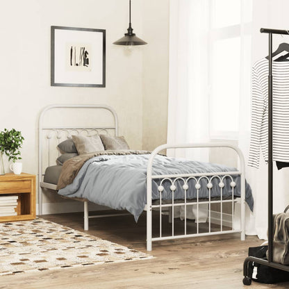 Metal Bed Frame without Mattress with Footboard with Headboard & Footboard White 80 cm 200 cm