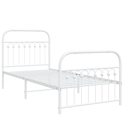 Metal Bed Frame without Mattress with Footboard with Headboard & Footboard White 90 cm 200 cm