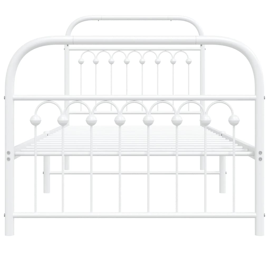 Metal Bed Frame without Mattress with Footboard with Headboard & Footboard White 90 cm 200 cm