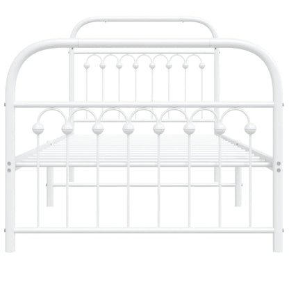 Metal Bed Frame without Mattress with Footboard with Headboard & Footboard White 90 cm 200 cm