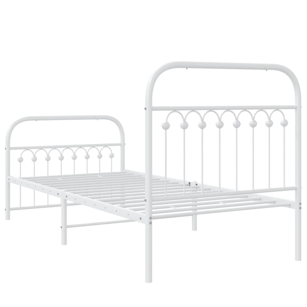 Metal Bed Frame without Mattress with Footboard with Headboard & Footboard White 90 cm 200 cm