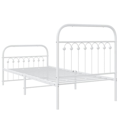 Metal Bed Frame without Mattress with Footboard with Headboard & Footboard White 90 cm 200 cm
