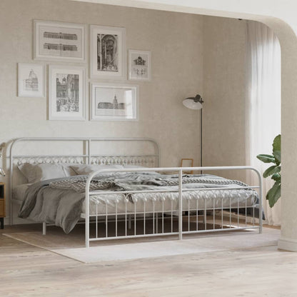 Metal Bed Frame without Mattress with Footboard with Headboard & Footboard White 193 cm 203 cm