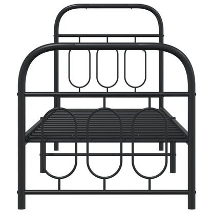 Metal Bed Frame without Mattress with Footboard with Headboard & Footboard Black 75 cm 190 cm
