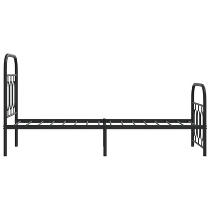 Metal Bed Frame without Mattress with Footboard with Headboard & Footboard Black 75 cm 190 cm