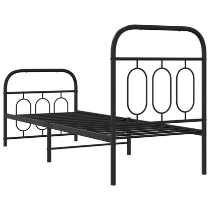 Metal Bed Frame without Mattress with Footboard with Headboard & Footboard Black 75 cm 190 cm
